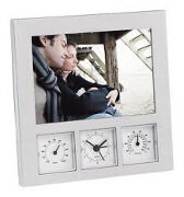 Rám na fotku s meteostanicou a hodinkami.